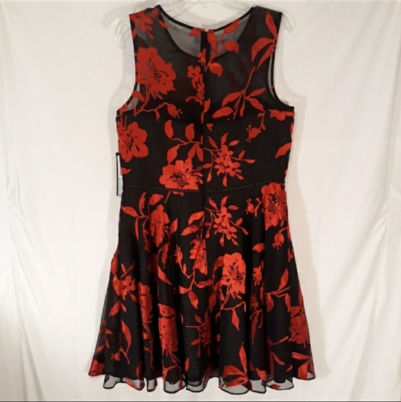 Tahari Black and Red Foil Floral Dress - Picture 2 of 8